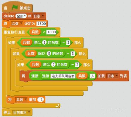 【Scratch数学编程】韩信点兵-少儿编程网