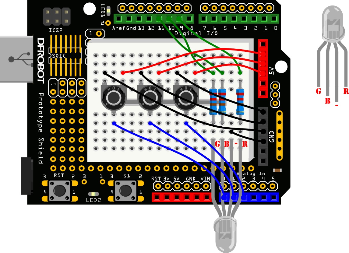 Arduino教程 Lesson 13-- 彩灯调光台