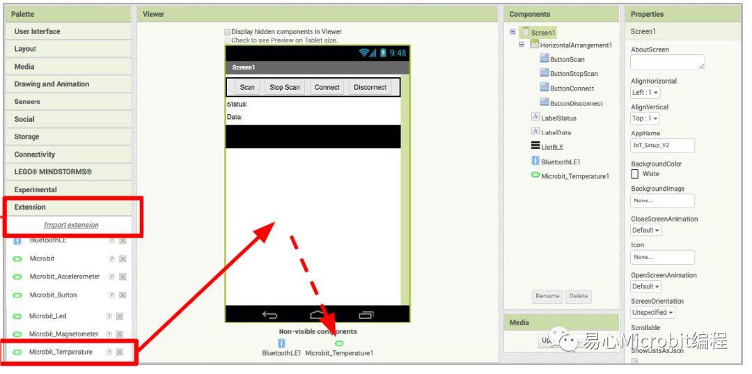 用App Invnetor 写一个物联网APP -- 从 micro:bit 读 环境温度