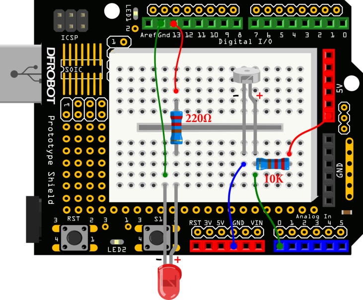 DFR0100 Arduino教程10 -- 感光灯