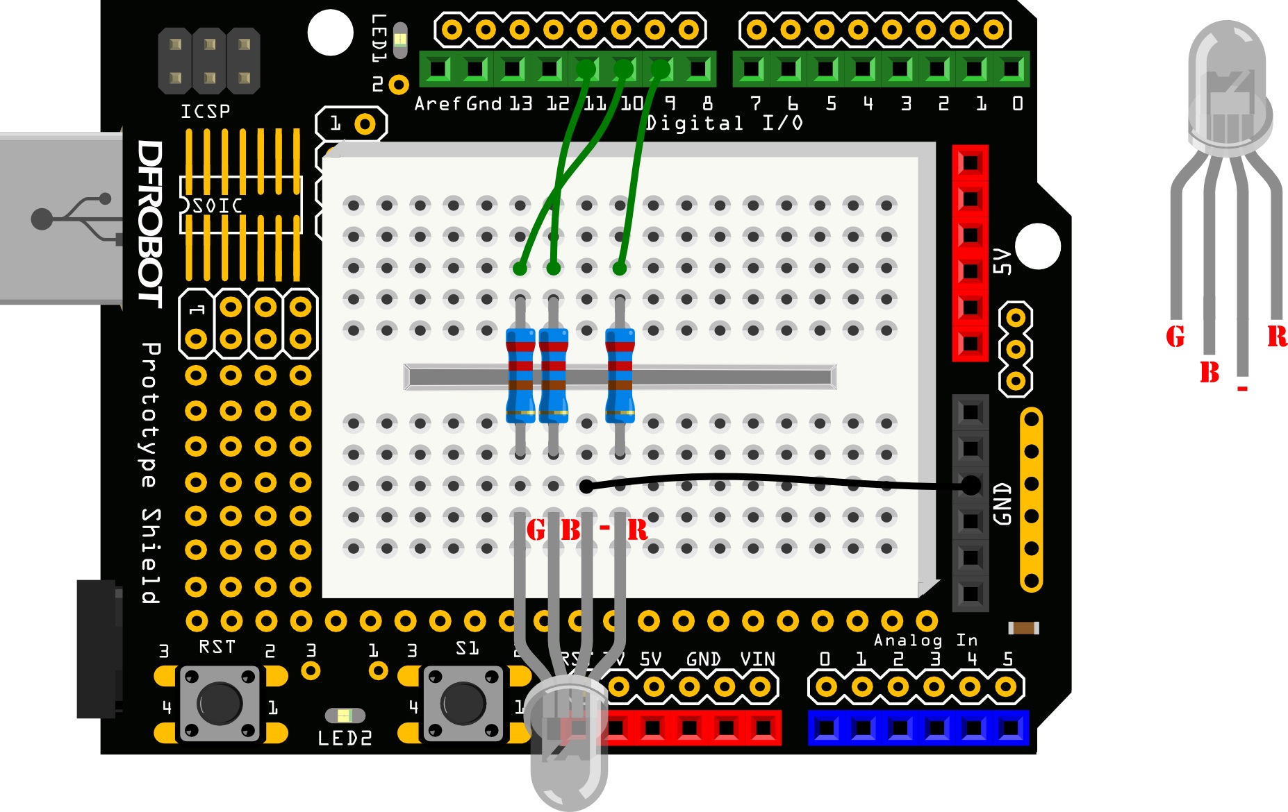 Arduino教程 Lesson 6 -- 炫彩RGB LED