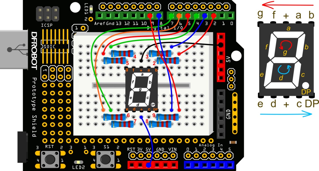 DFR0100 Arduino教程 17--数码管显示