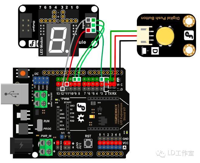 Arduino中级教程 项目十三 数字骰（完）