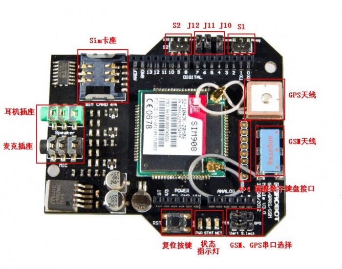 Arduino通讯模块-GPS/GPRS/GSM 扩展板 V3.0