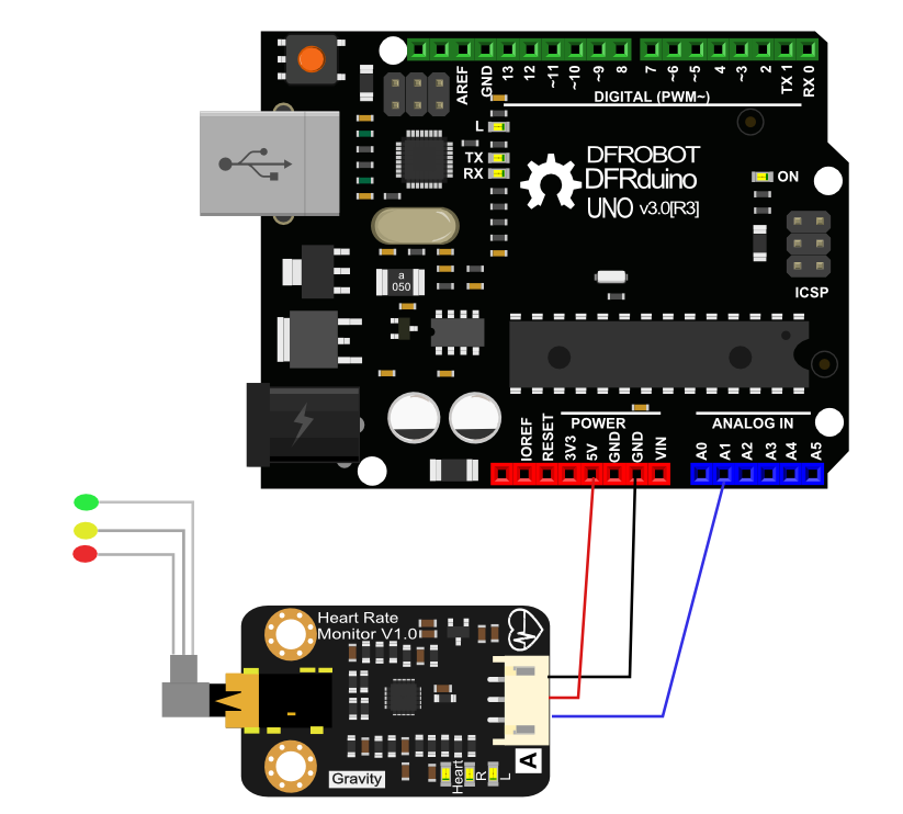 Arduino单导联心电检测传感器heart rate monitor