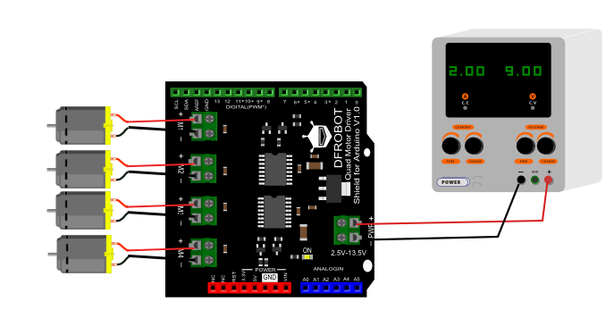 Arduino直流电机驱动-Quad Motor Driver Shield for Arduino四路直流电机驱动扩展板