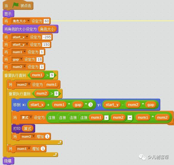 网易卡搭Scratch基础教程2:输出九九乘法表