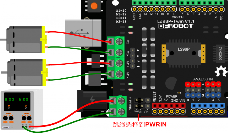 Arduino直流电机驱动-L298P-Twin 2x2A电机驱动Arduino扩展板