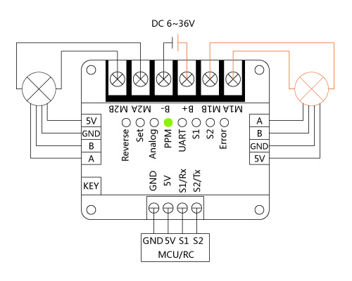 Arduino直流电机驱动-Veyron 2x25A直流有刷电机驱动器