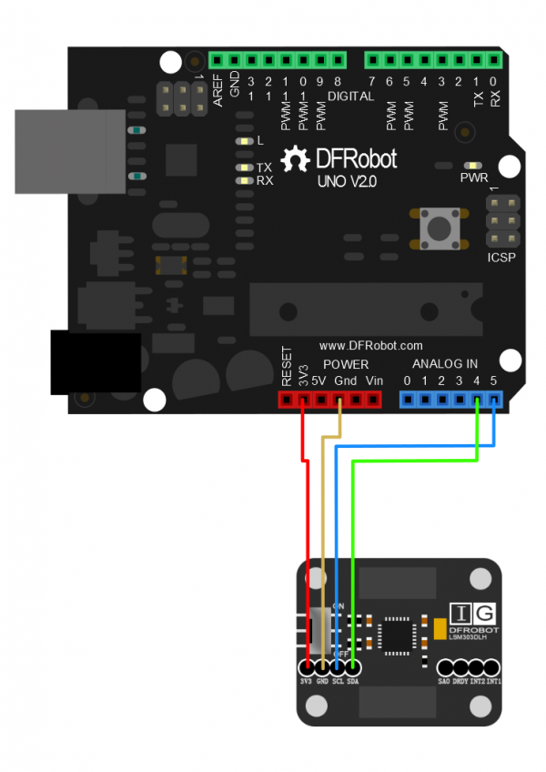 Arduino惯性测量传感器-Gadgeteer LSM303电子罗盘传感器