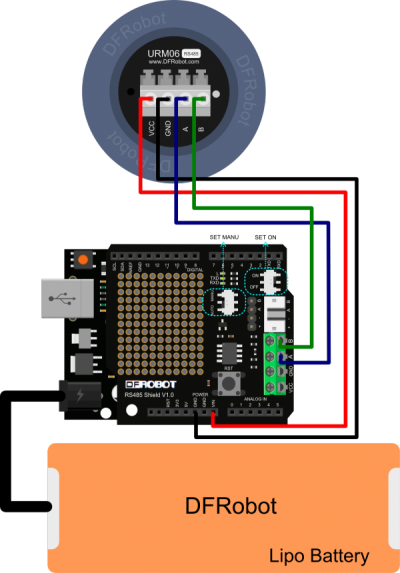 Arduino超声波传感器-URM06-RS485 大功率超声波测距模块