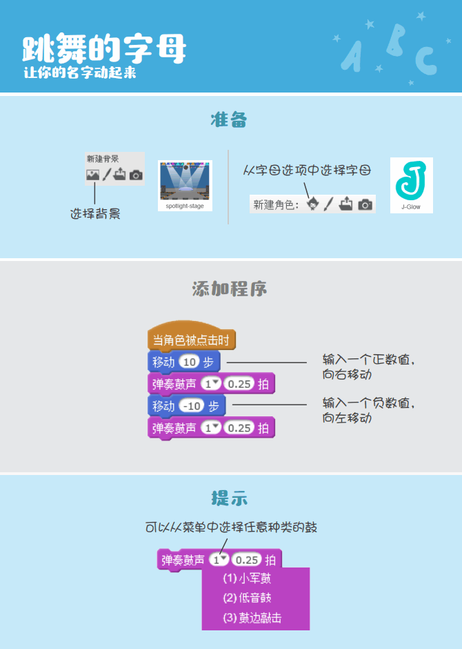 ▷Scratch课堂丨【编程趣味卡1】让你的名字动起来