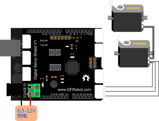 Arduino伺服电机驱动-Digital Servo Shield for Arduino