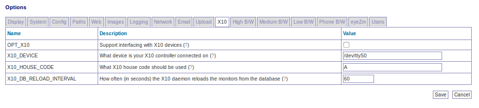 树莓派3-家庭监控软件Zoneminder参数X10