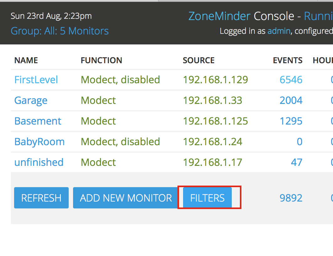树莓派3-家庭监控软件Zoneminder过滤事件