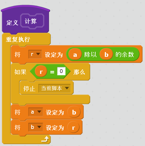 经典欧几里德算法的Scratch实现