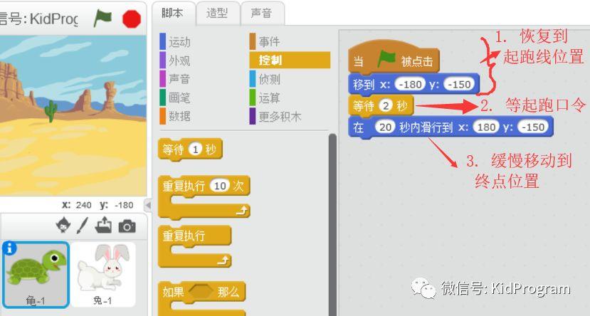 Scratch实例3 | 龟兔赛跑