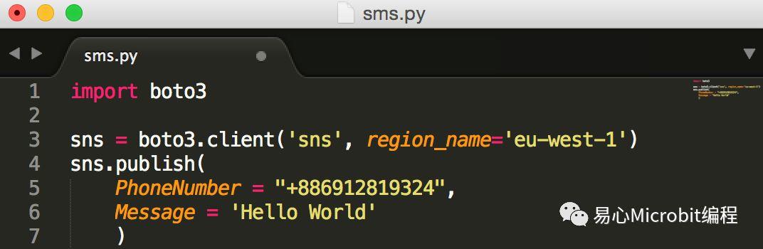 Python课程系列：使用AWS SNS传送短信息到手机