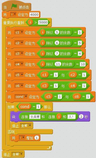 用Scratch巧解数学题 ——韩信点兵