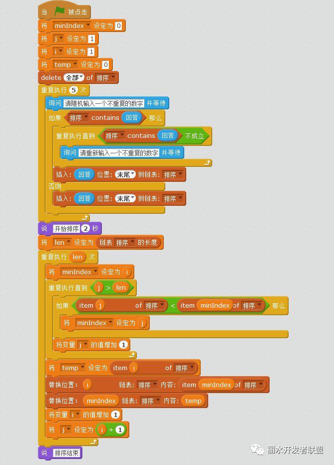 【算法讲解】Scartch经典算法2之--选择排序算法