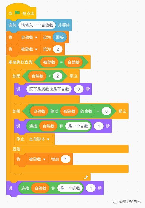 Scratch编程——2019.5.14 编程案例-判断质数合数