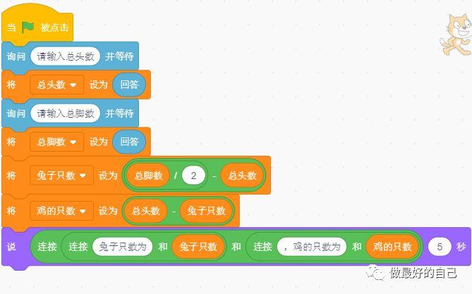 Scratch编程——2019.5.12 编程案例-鸡兔同笼