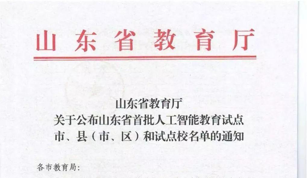 山东公布首批人工智能教育试点学校，AI课程进入小学