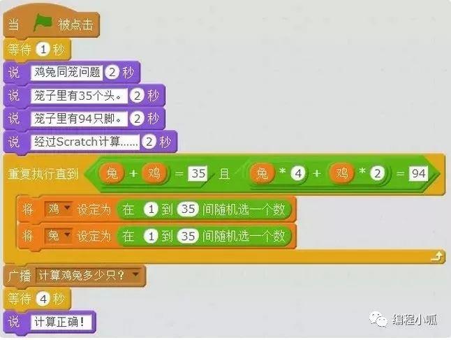 编程与数学：用Scratch解鸡兔同笼问题