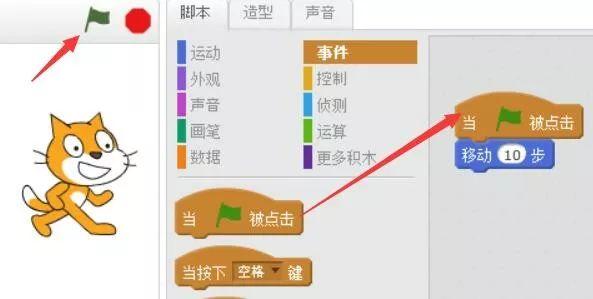 scratch少儿编程第一季——11、事件：就是有什么事情了。