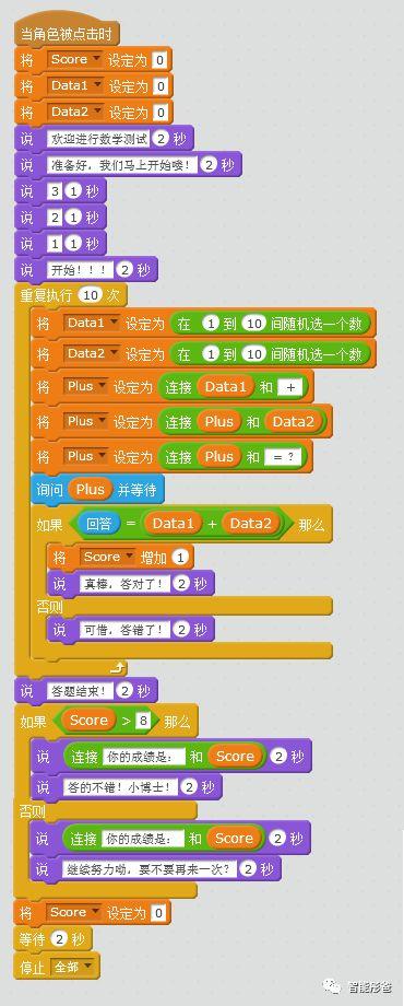Scratch小游戏——数学测验