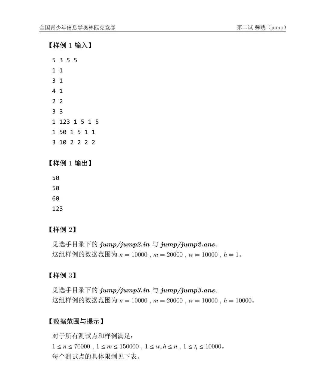 第 36 届全国青少年信息学奥林匹克竞赛（NOI 2019）二试赛题