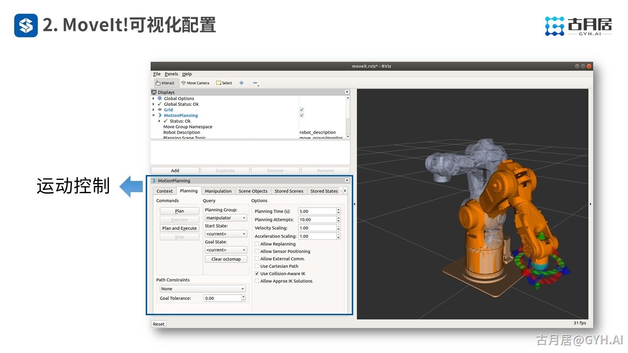 ROS探索总结（六十三）—— 古月私房课 | ROS机械臂开发中的主角MoveIt!